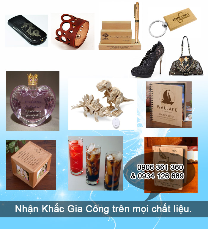 Khắc gia công, khắc bút, khắc gỗ, cắt mica, khắc kim loại, khắc phale