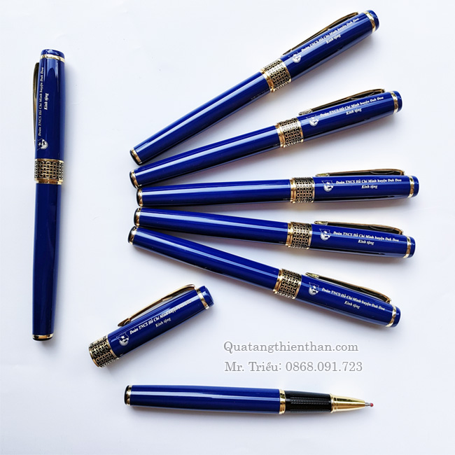 Bút Ký Kim Loại Màu Xanh khắc laser Logo Đoàn thanh niên